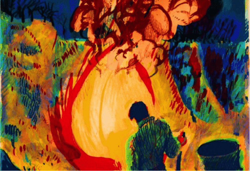 Cut-out from artwork “Ayotzinapa” by Mexican artist Carlos Carmonamedina, 2017